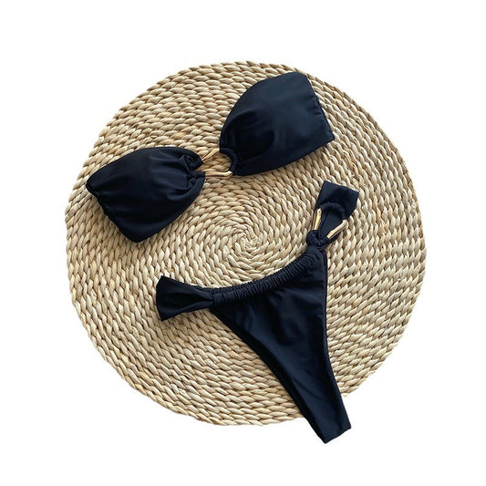 Low-Waist Strapless Split Swimsuit