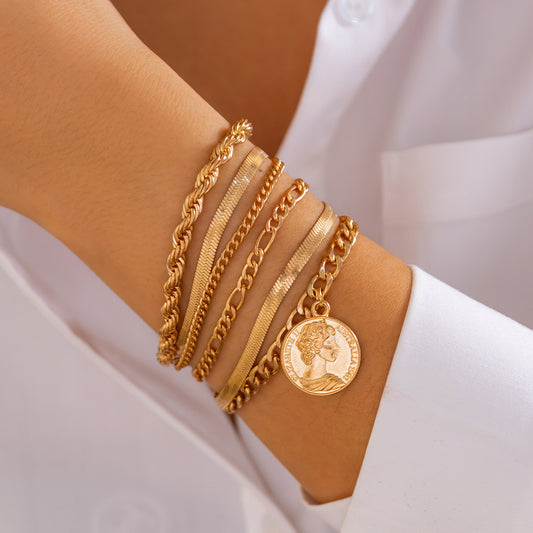 Ins Round Pendant Bracelet Set