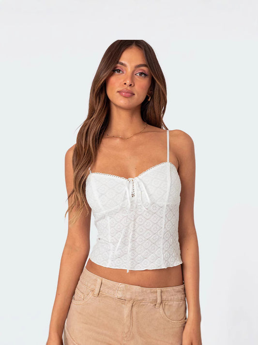 Elegant Bow-Tie Collar Blouse with Petite Suspenders